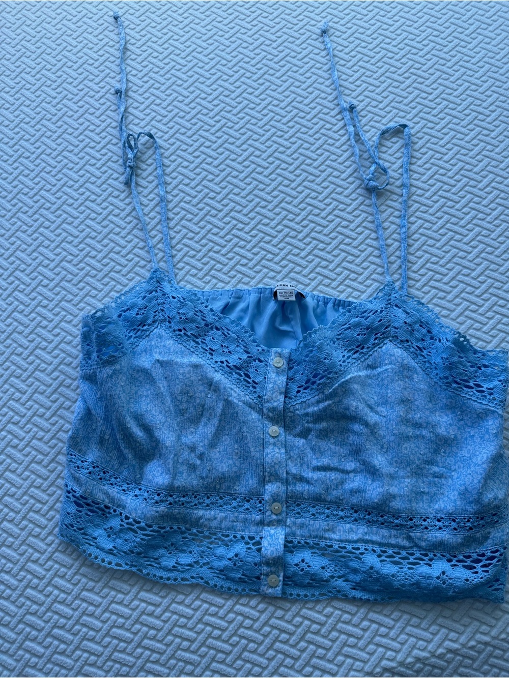 American Eagle Outfitters Light Blue Lace-Trim Button Cami